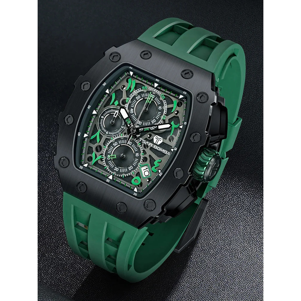 TSAR BOMBA Watch for Men Luxury Brand Tonneau Design Waterproof Clock Stainless Steel Wristwatch Fashion Rectangle Mens Watch