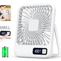 Ventilador de escritorio, ventilador recargable USB portátil, 180 °   Ventilador personal plegable inclinable con pantalla de alimentación, ventilador de mesa ultra silencioso de 5 velocidades