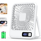 Ventilador de escritorio, ventilador recargable USB portátil, 180 °   Ventilador personal plegable inclinable con pantalla de alimentación, ventilador de mesa ultra silencioso de 5 velocidades