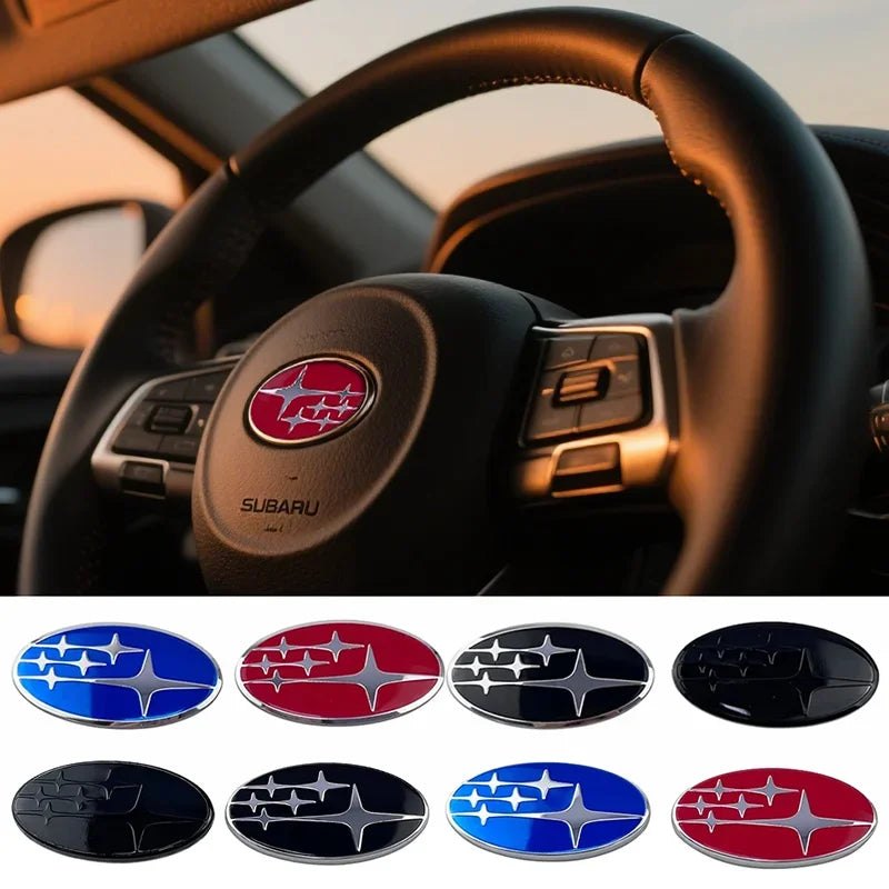 58x29mm Alloy Car Steering Wheel Logo Emblem Sticker Decals for Subaru FORESTER IMPREZA XV STI WRC WRX BRZ LEGACY OUTBACK LEVORG
