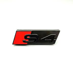 ABS 4-Ring Bright Black Car Hood Front Grill Emblem Rear Trunk Badge V6T Sticker Modified Accessories for Audi S4 2020-2024
