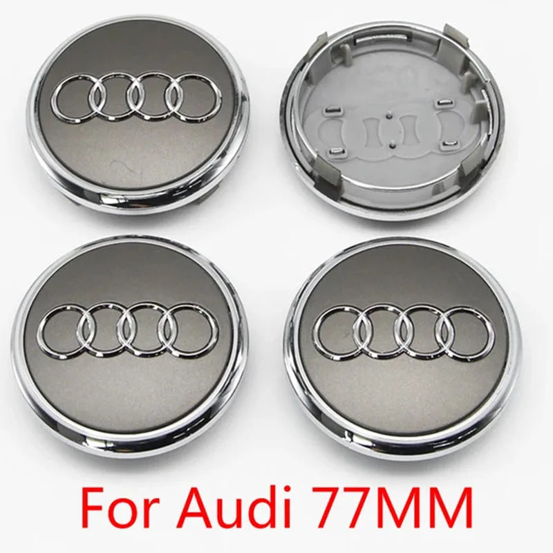 4PCS 60mm 61mm 68mm 69mm 77mm Car Wheel Center Cap Hub Cover Badge For Audi A6 A3 A4 A5 A6 Q2L Q3 Q5 Q7 Q8 R8 Hubcap Accessories