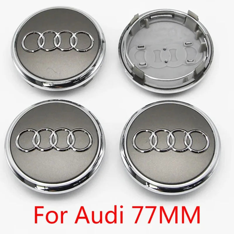 4PCS 60mm 61mm 68mm 69mm 77mm Car Wheel Center Cap Hub Cover Badge For Audi A6 A3 A4 A5 A6 Q2L Q3 Q5 Q7 Q8 R8 Hubcap Accessories