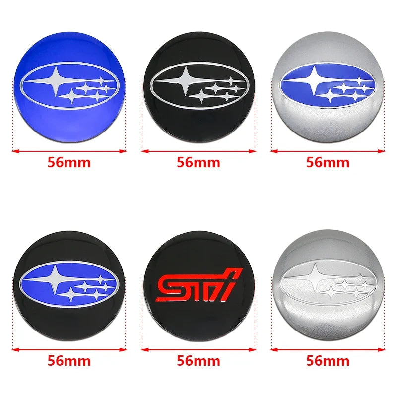 For Subaru STI Forester Impreza Legacy Outback XV BRZ WRX Tribeca ABS 4pcs Car Wheel Stickers 56mm Auto Center Hub Cap Decal