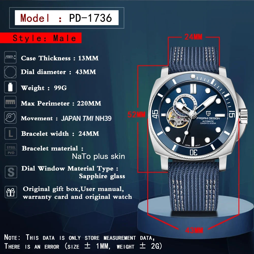PAGANI DESIGN 2026 New NH39 Sports Automatic Men's Mechanical Watch Sapphire Stainless Steel 200m Waterproof Sports Reloj Hombre