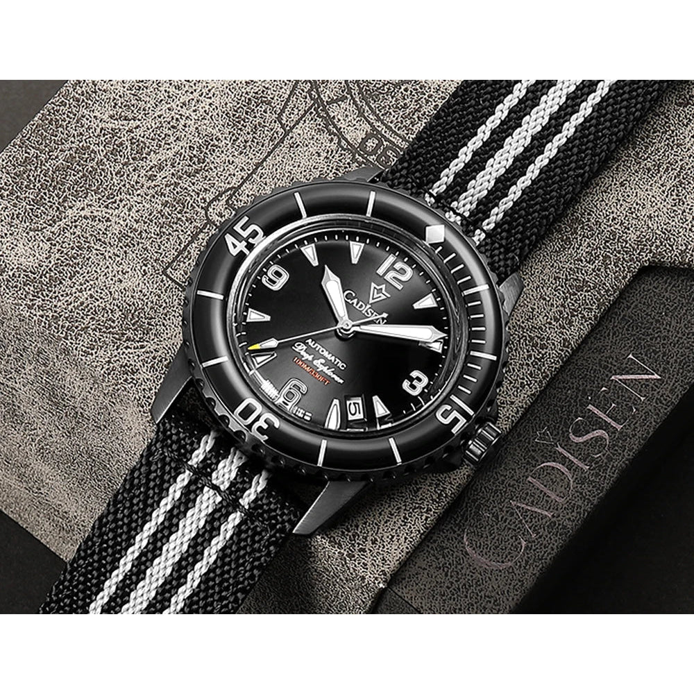 CADISEN Deep Explorer 2025 New Automatic Mechanical Watch Man Canvas Strap Wristwatch MIYOTA  Luxury Luminous Waterproof Watches