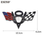3D V8 Metal Zinc Alloy National Flag Badge Car Adhesive Emblem for Italy France Germany England America US Flag Body Fender
