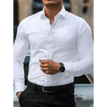 White men's Dress shirt without ironing, business casual, slim and slim black shirt, solid color, fashionable and high-quality