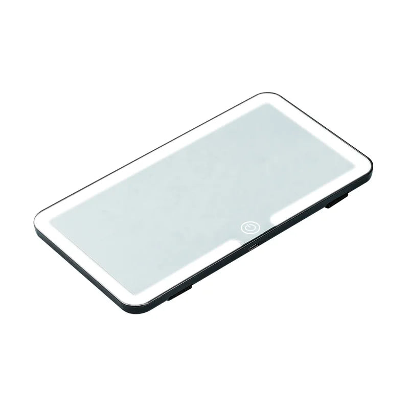 Espejos interiores de coche, placa de visera solar, espejo de maquillaje LED HD para niñas y mujeres, luz de relleno recargable, espejo de tocador fino Universal