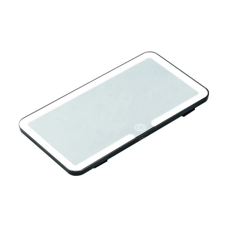 Espejos interiores de coche, placa de visera solar, espejo de maquillaje LED HD para niñas y mujeres, luz de relleno recargable, espejo de tocador fino Universal