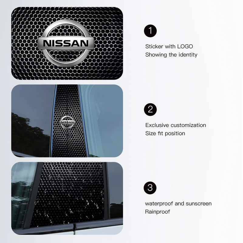 Car Stickers B-Pillar Center Column Decoration Cover PET Decals Auto Accessorie For Nissan Qashqai Juke Pulsar Sentra Altima Pat