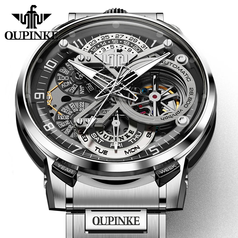 OUPINKE 3278 relojes automáticos para hombre volante de inercia esqueleto de lujo Original diseñador italiano colaboración relojes mecánicos para hombres