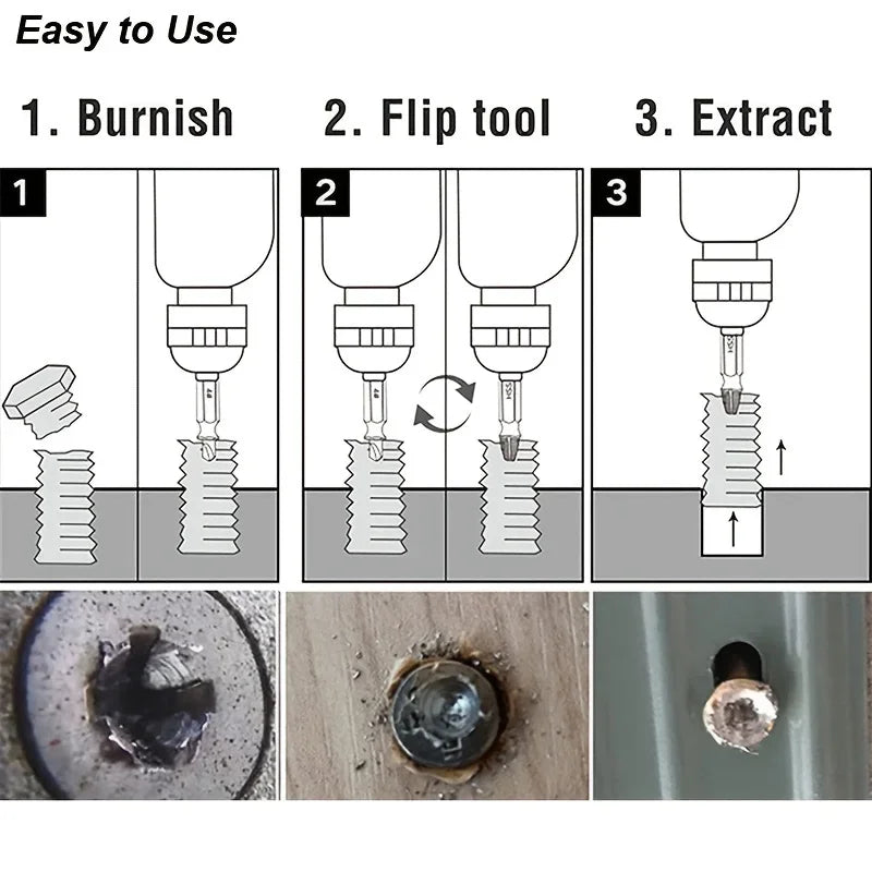 Juego de Extractor de tornillos dañados, broca HSS, removedor roto pelado, pequeño, fácil y rápido, Kit de extracción, herramientas eléctricas de fácil demolición