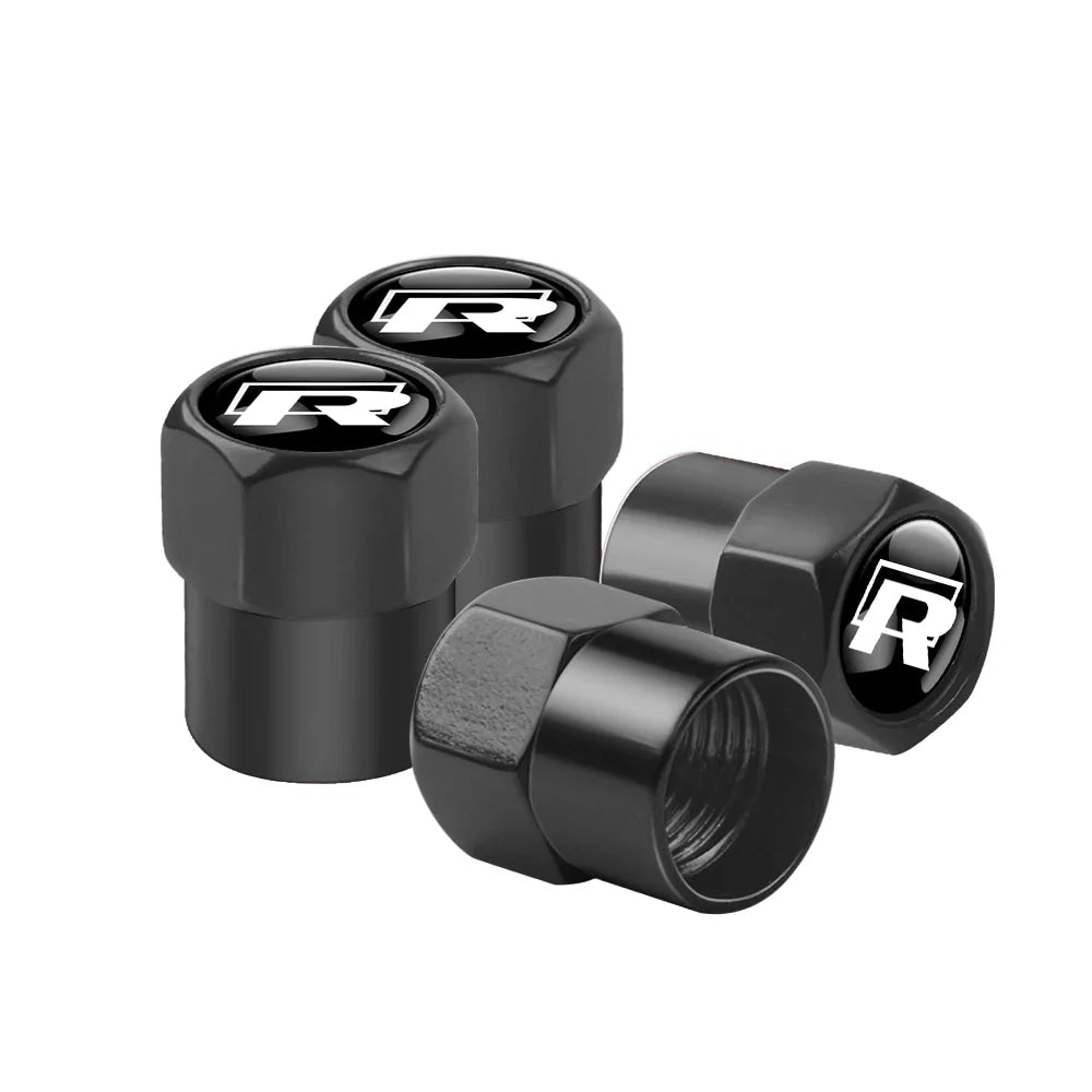 4Pcs Car Wheel Tires  Valve Caps Auto Exterior Accessories For Volkswagen GTI Golf Polo Passat RLine Magotan Jetta Bora Beetle R