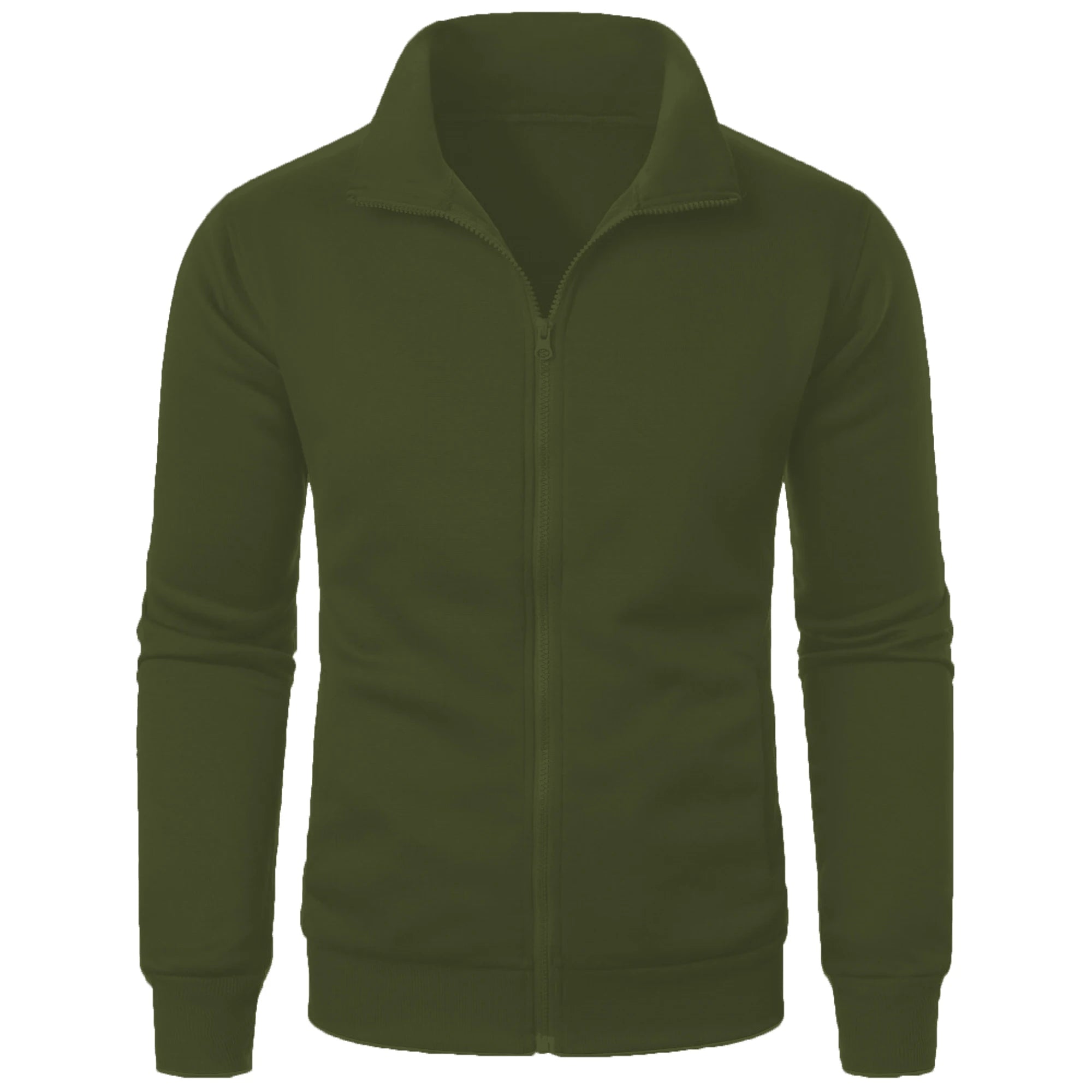 Chaqueta deportiva informal con cuello levantado y cremallera para hombre, top de color sólido para hombre