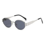 Gafas de sol de marca de Metal de lujo para hombres y mujeres, gafas de sol de moda de diseñador Unisex, gafas ovaladas Unisex con estilo