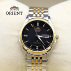 Orient Two-Tone Automatic Watch Multi-Color Dial Roman Numerals Day-Date Steel Band 50M Water Resistant Men's Classic Wristwatch