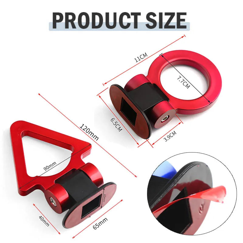 2 designs Car Styling Trailer Hooks Sticker Decoration Car Auto Rear Front Trailer Simulation Racing Ring Vehicle Towing Hook
