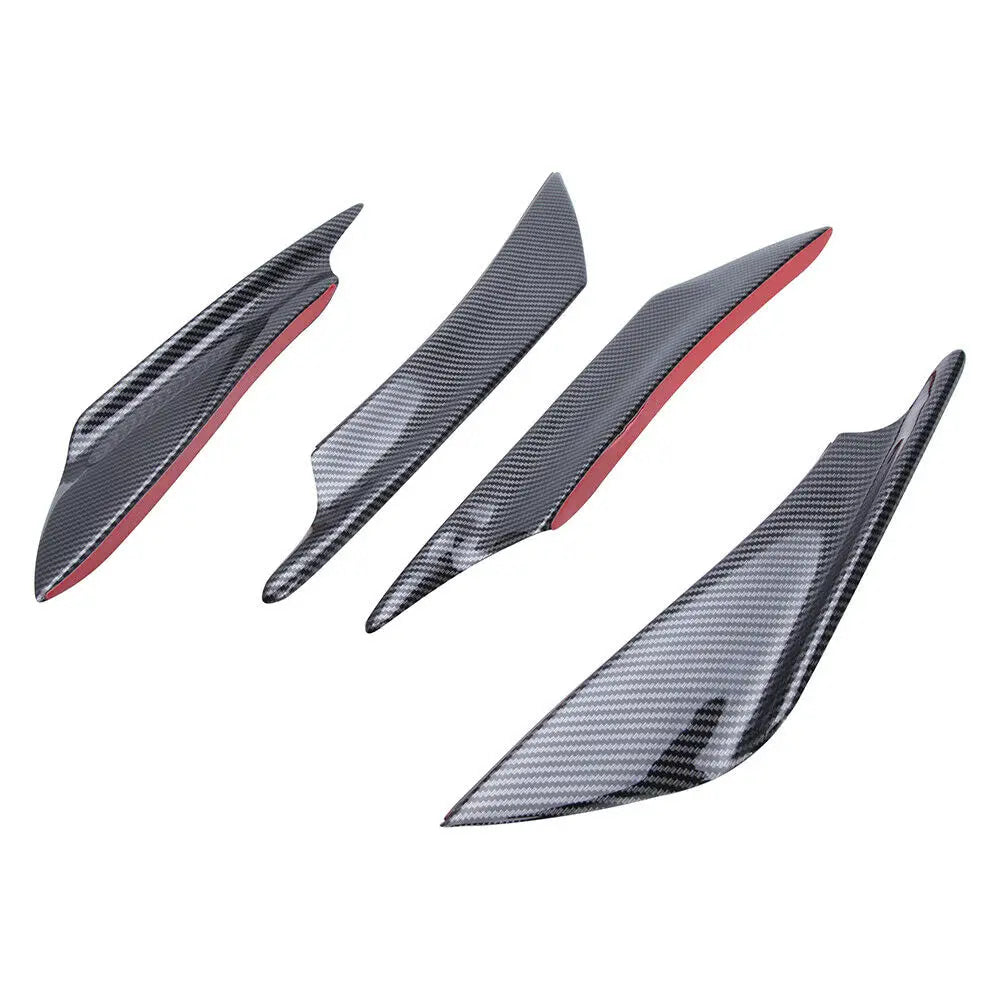 4pcs Front Bumper Side Canards Splitter Fins Universal Spoilers Carbon Fiber Car Door Anti-collision Belt Bumper Guard
