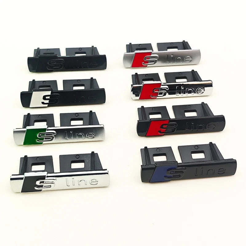 3D Metal Logo Sline Emblem Car Fender Side Sticker Front Grill Badge For Audi A3 A4 A5 A6 A7 S3 S4 S5 S6 TT S Line Accessories