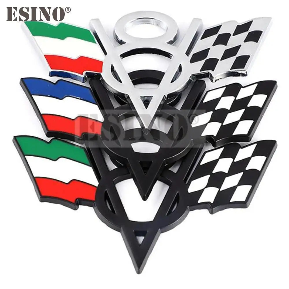 3D V8 Metal Zinc Alloy National Flag Badge Car Adhesive Emblem for Italy France Germany England America US Flag Body Fender