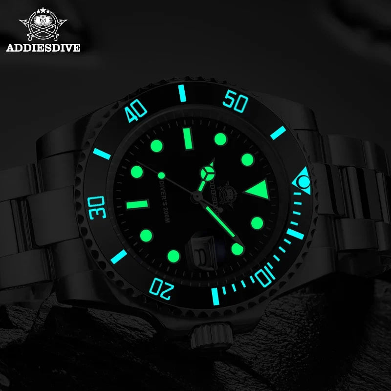 ADDIESDIVE Men's Classic Watch with Ceramic Bezel 200m Water Resistant Casual Quartz Watch BGW9 Blue Luminous Gift Watch MY-H3-2