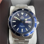 Orient Automatic Mechanical Diver Watch for Men 200M Waterproof Red Dial Stainless Steel Band Day Date Display Sport Wristwatch