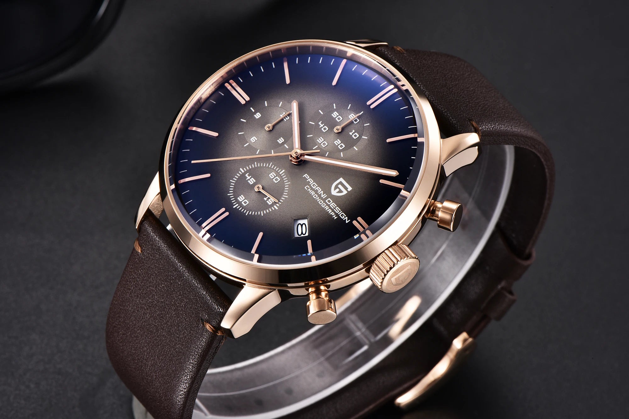 Pagani Design Fashion Luxury Men's Quartz Chronograph Watch Japan VK67 Movement Leather Strap Large Calendar PD-2720K reloj