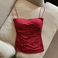 Camiseta sin Mangas para Mujer, Camisola Ajustada, Top Corto Sexy con Tirantes Finos, Camiseta Blanca Lisa, Estilo Coreano