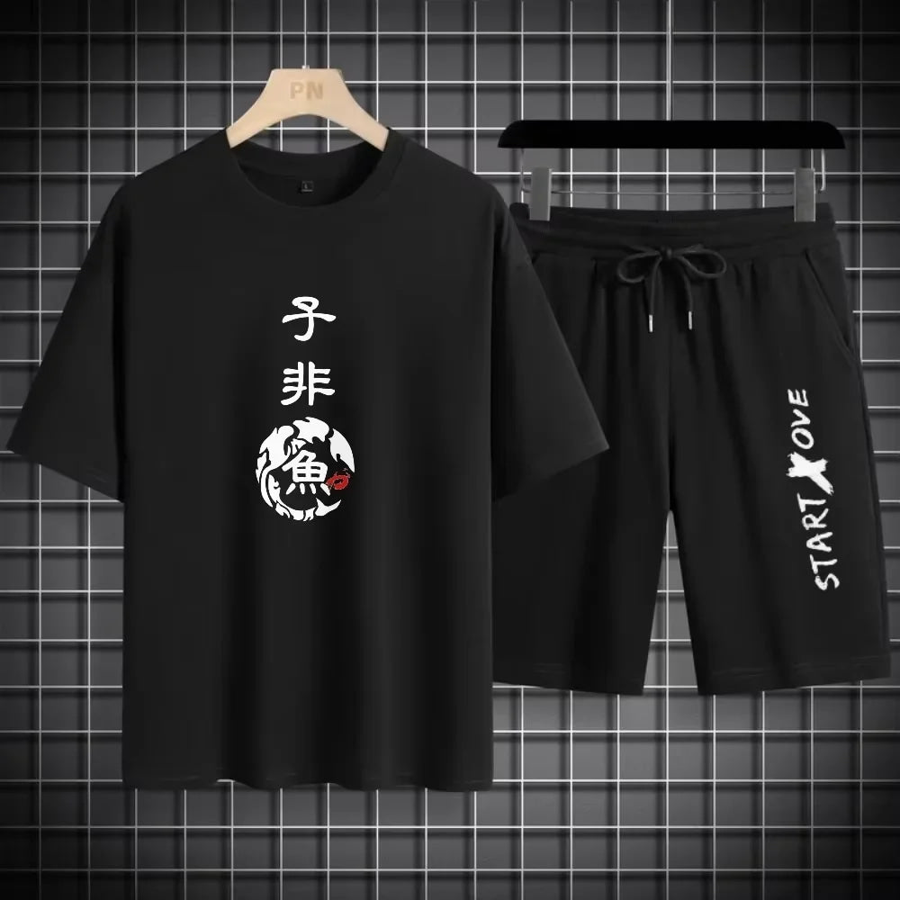 Conjuntos de verano de secado rápido para hombre, chándales de moda, pantalón corto informal transpirable de manga, Camiseta deportiva con estampado 3D + Pantalones cortos, conjunto de baloncesto