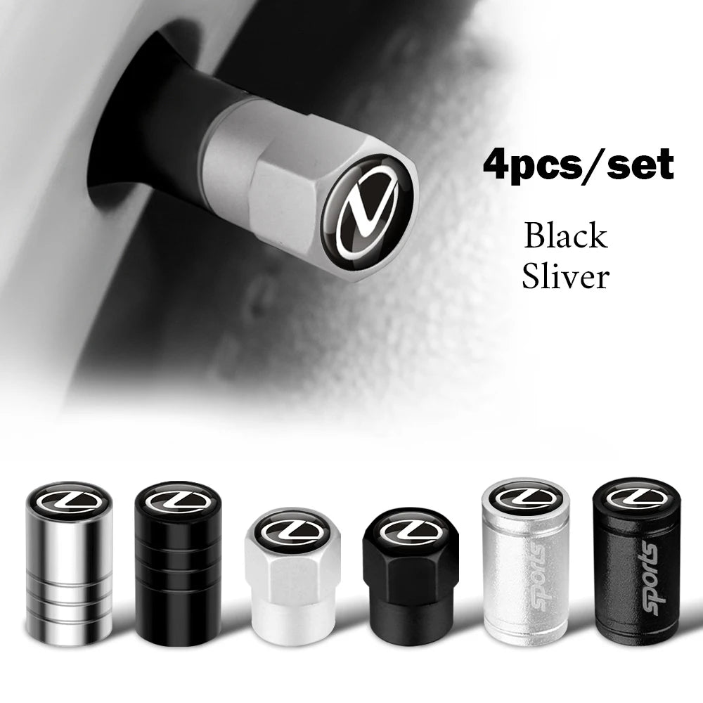 4Pcs Car Wheel Tire Air Valve Caps Stem Covers Exterior Accessories For Lexus LS LC IS350 ES300h ES300 IS250 IS220d NX350h RX LX