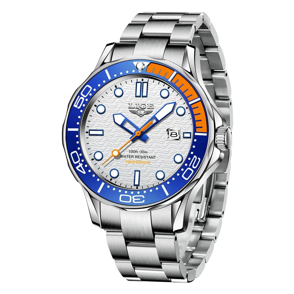 LIGE Men Watch Business Date Watch for Men Luxury Sport Quartz Watches Waterproof Luminous Silicone Wristwatch Relogio Masculino