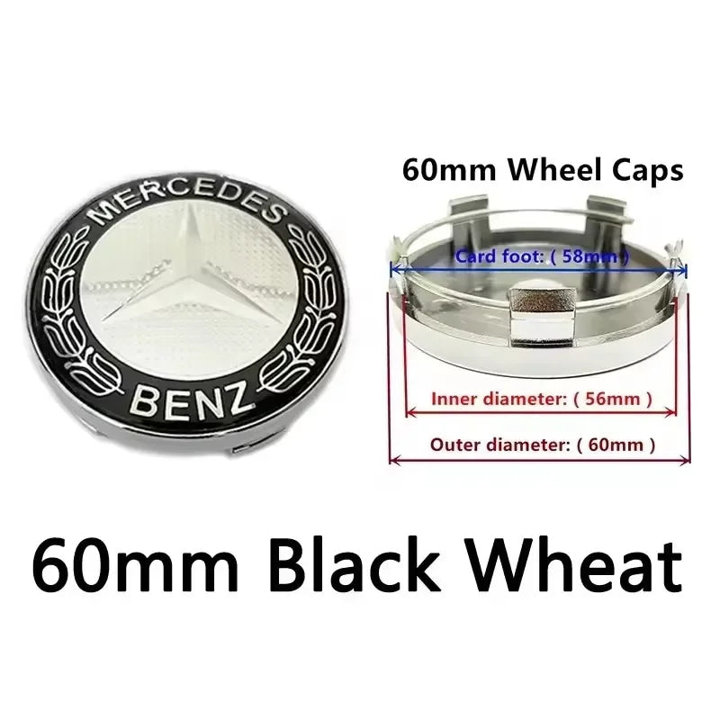 4pcs 56mm 60mm 75mm  68mm3Pin Car Wheel Center Cap Rim Hub Caps Emblem W202 W220 W213 W210 W164 E200 E260 E300 For Mercedes Benz
