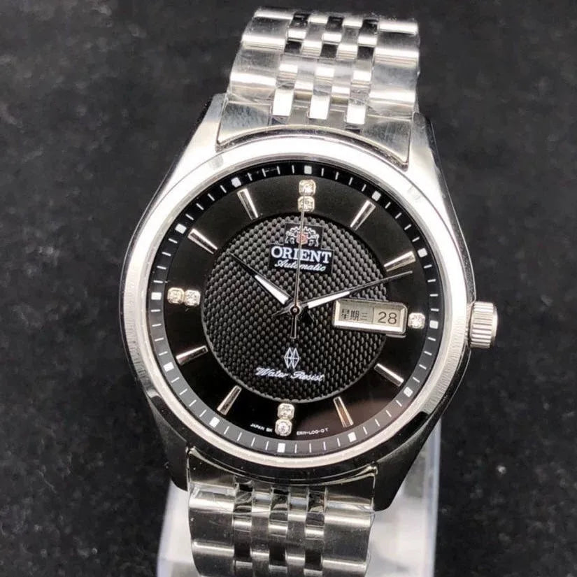 Orient Two-Tone Automatic Watch Multi-Color Dial Roman Numerals Day-Date Steel Band 50M Water Resistant Men's Classic Wristwatch