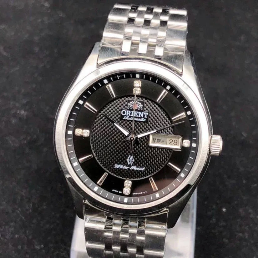 Orient Two-Tone Automatic Watch Multi-Color Dial Roman Numerals Day-Date Steel Band 50M Water Resistant Men's Classic Wristwatch