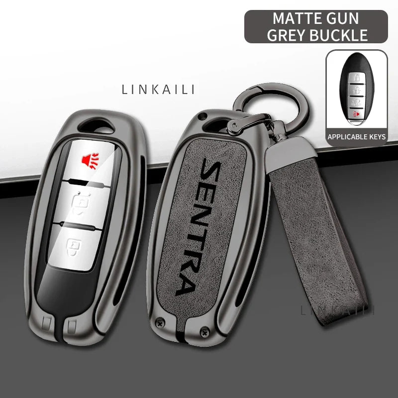Suitable for Nissan SENTRA 2024 2020 2017 automatic transmission zinc alloy car key bag leather car key fob accessories