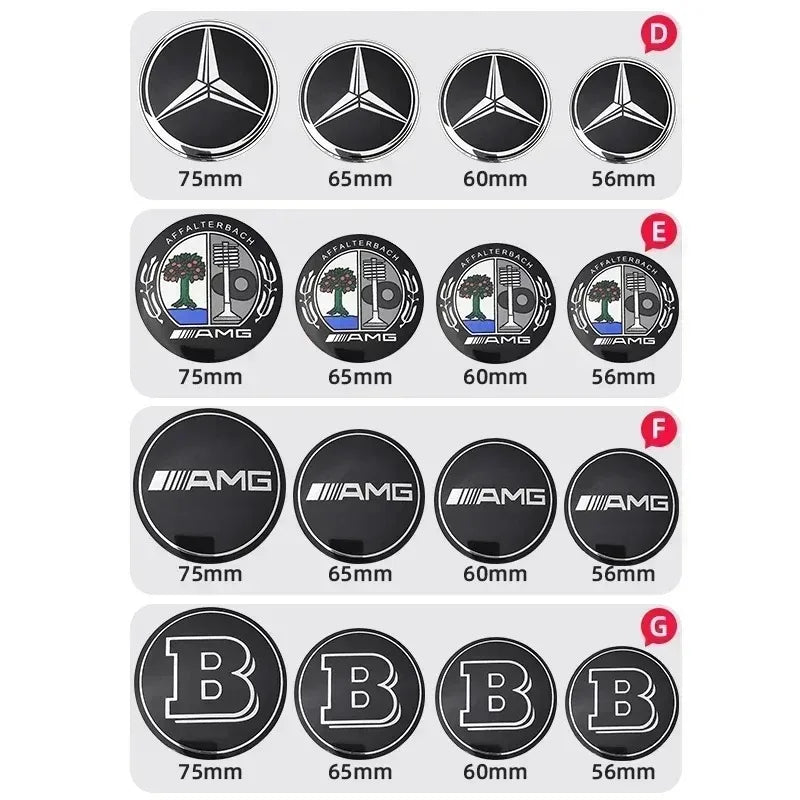 56mm 60mm 65mm 75mm Car Wheel Center Hub Caps Cover Rim Exterior Sticker For Mercedes Benz A B C E Class GLC GLK GLE GLA CLA GLB