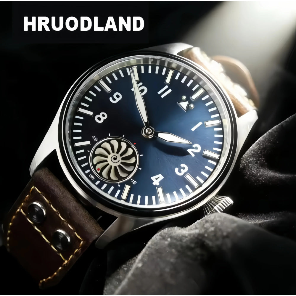 HRUODLAND Pilot Watch for Men BGW-9 Luminous Mechanical Wristwatch 316L Stainless Steel Sapphire Glass 10ATM Waterproof F016