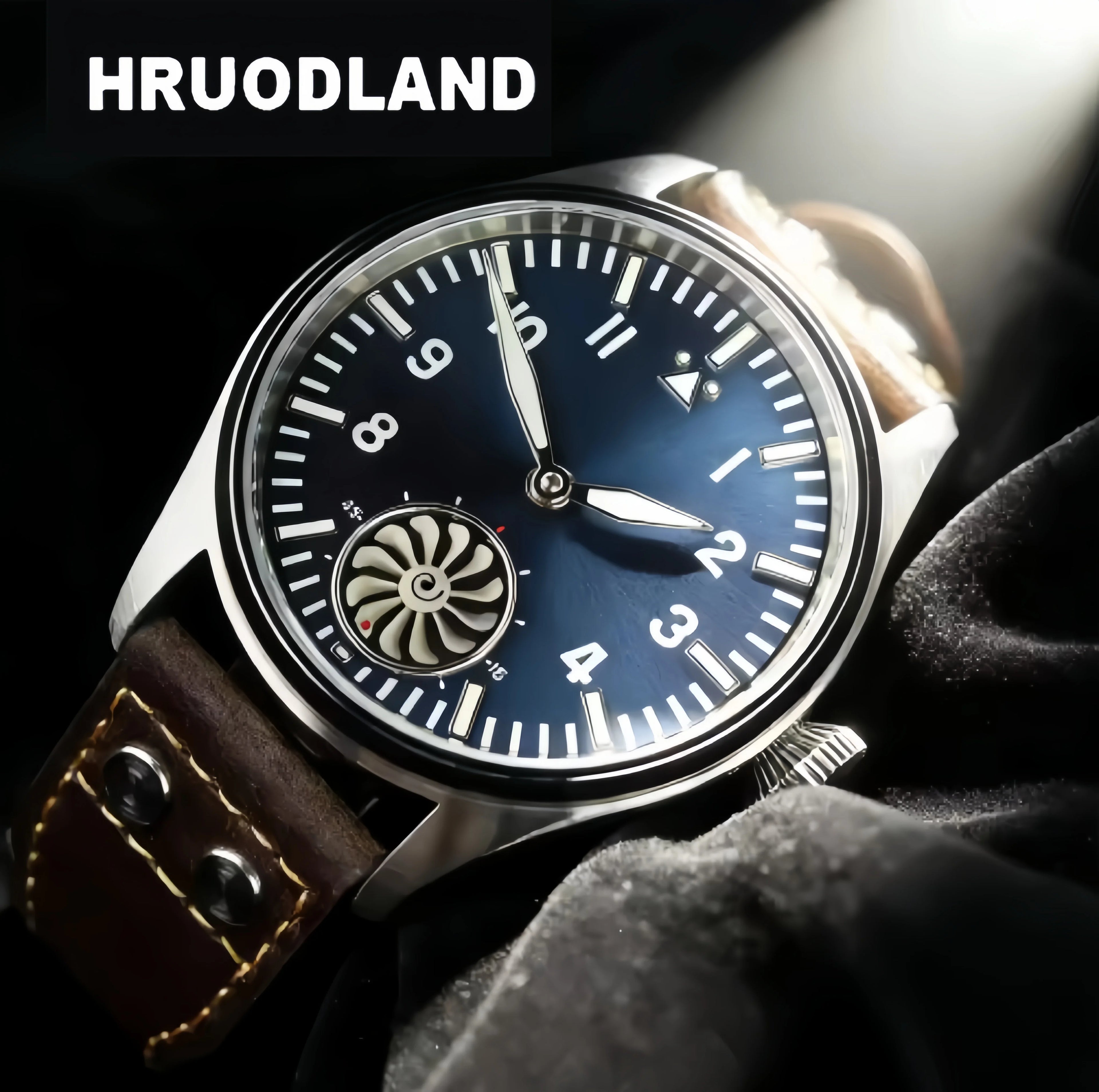 HRUODLAND Pilot Watch for Men BGW-9 Luminous Mechanical Wristwatch 316L Stainless Steel Sapphire Glass 10ATM Waterproof F016