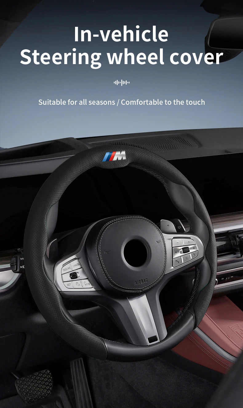 Perforated Breathable Leather Car Steering Wheel Cover Accessories For BMW E90 G80 M3 G30 M5 F82 F83 F20 F21 G42 F95 F96 G06 G07