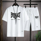 2026 Men's summer suit high quality round neck men's T-shirt 2 pieces shorts running quick dry leisure quick dry.