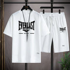 2026 Men's summer suit high quality round neck men's T-shirt 2 pieces shorts running quick dry leisure quick dry.