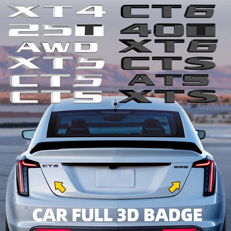 3D Car Rear Trunk Sticker Logo Letters Decals Badge For Cadillac CT4 CT5 CT6 CTS XT4 XT5 XT6 XTS ATS AWD 25T 28T 40T Accessories