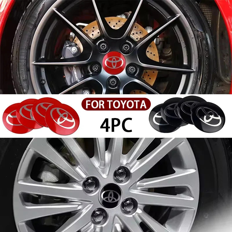 4Pcs 56MM Car Styling Aluminum Wheel Center Hub Caps Stickers For Toyota Rav4 Corolla Camry Aqua Yaris Cross Auris TRD GR Sport