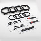 For Audi A4 2008-2017 4Ring Logo Black Car Hood Front Grill Rear Trunk Emblem Stickers A4 Mark Quarrto Sline Emblem Accessories