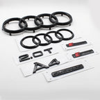 For Audi A4 2008-2017 4Ring Logo Black Car Hood Front Grill Rear Trunk Emblem Stickers A4 Mark Quarrto Sline Emblem Accessories