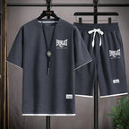 2026 Men's summer suit high quality round neck men's T-shirt 2 pieces shorts running quick dry leisure quick dry.