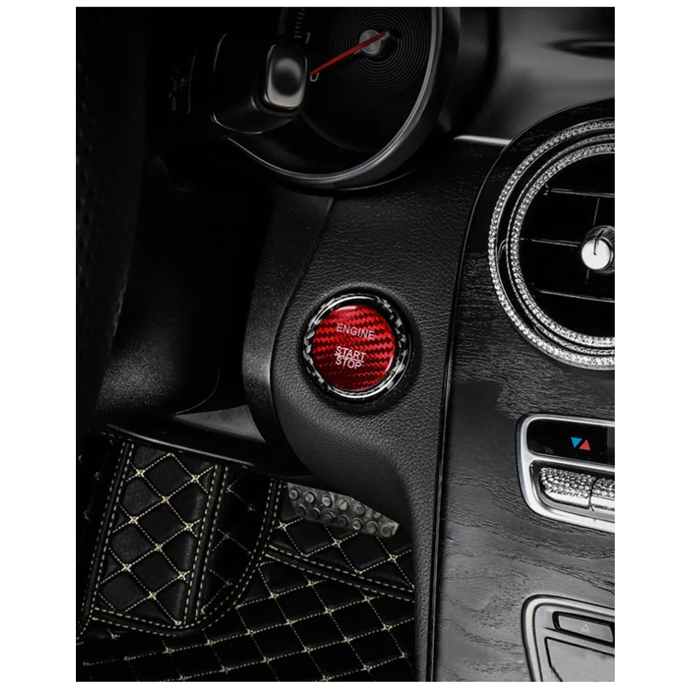 BETTERHUMZ Carbon Fiber For Mercedes Benz W204 W205 W212 C E Class Car Engine Start Stop Button Trim Ring Sticker Accessories