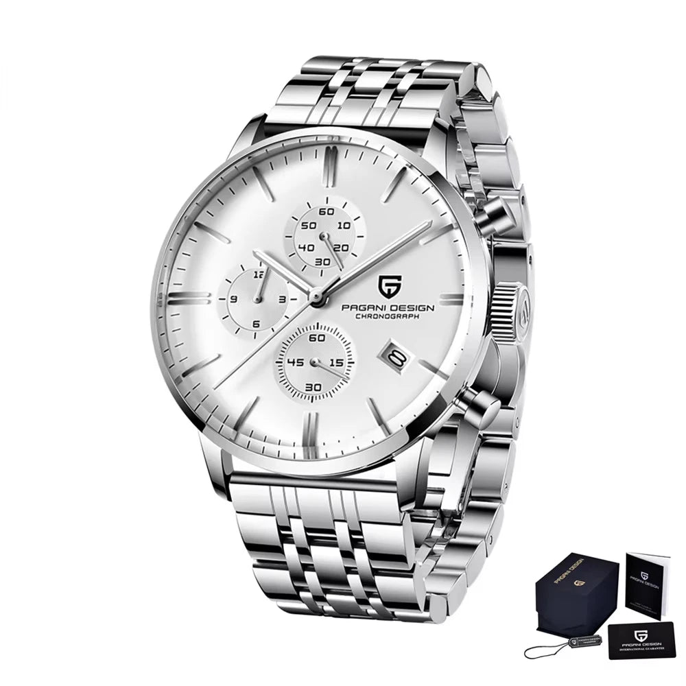 Pagani Design Fashion Luxury Men's Quartz Chronograph Watch Japan VK67 Movement Leather Strap Large Calendar PD-2720K reloj