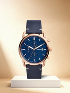 Fossil FS5404 Men Quartz Watch Chronograph Genuine Leather Strap Rose Gold Casual Business Wristwatch Relogio Masculino